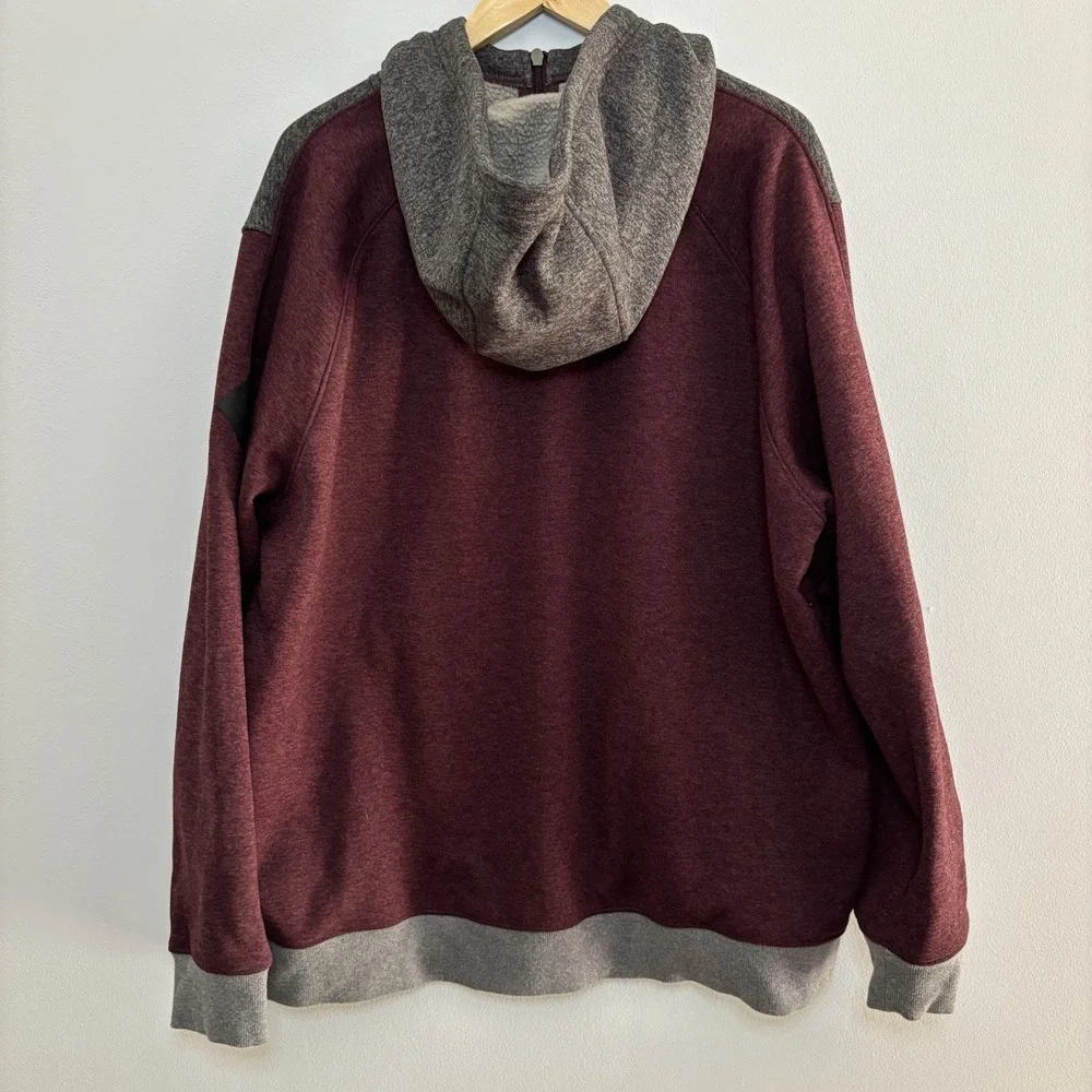 The North Face Hoodie Men's XXL Full Zip Outdoor Gorpcore Hiking Burgundy Gray‎